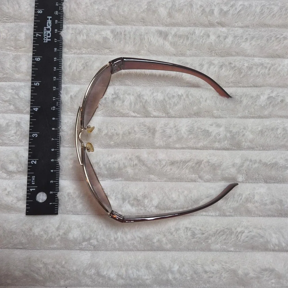 Womens Gold Tone‎ Aviator Sunglasses Brown Gradient Lens Tortoise Temples